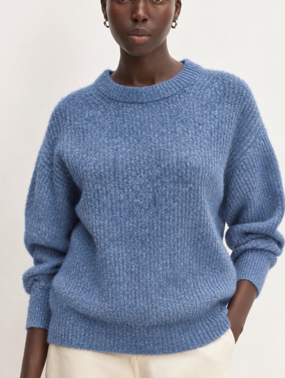 Everlane Alpaca Cocoon Crew Women’s Sweater Heathered Blue Medium